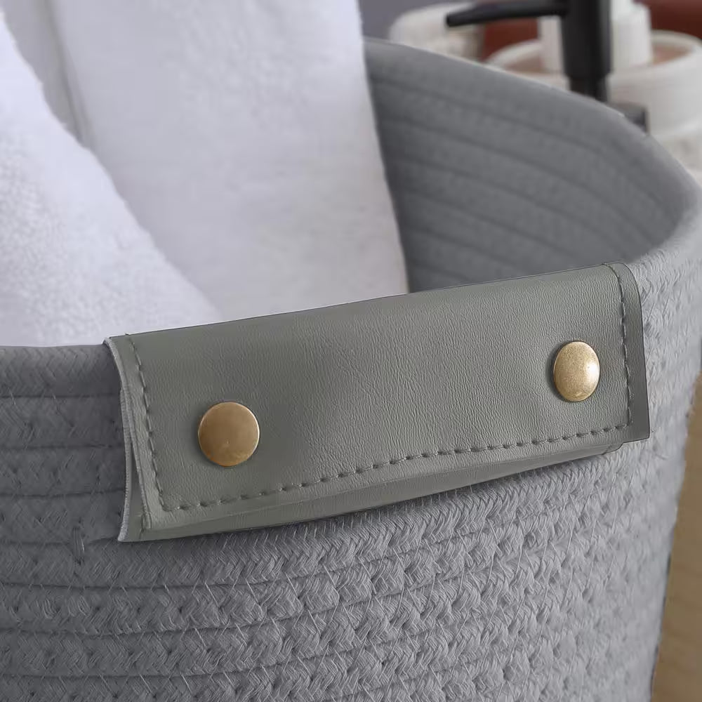 Cotton Gray Fabric Rope Storage Baskets (3-Pack)