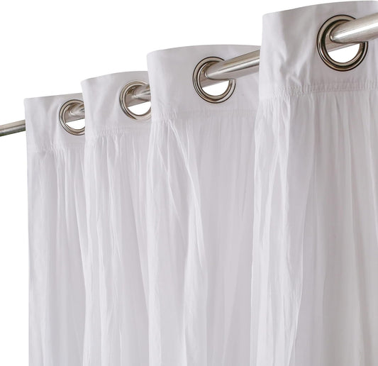 White Cotton Curtains Set of 2, White Cotton Curtains 96 Inches Long & 50 Inch Wide,Cotton Curtains,Grommete Curtains,White Cotton Curtains,White Panel Curtains, Double Layer Grommete Curtains