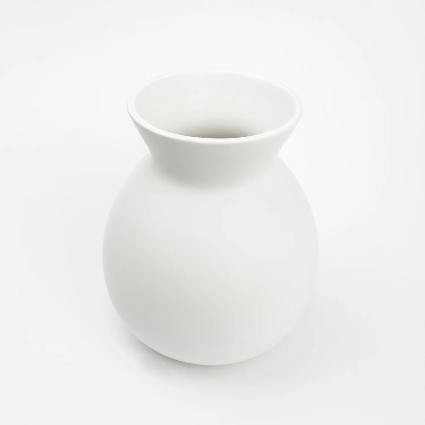 Solid White Finish Ceramic Vase, 8"