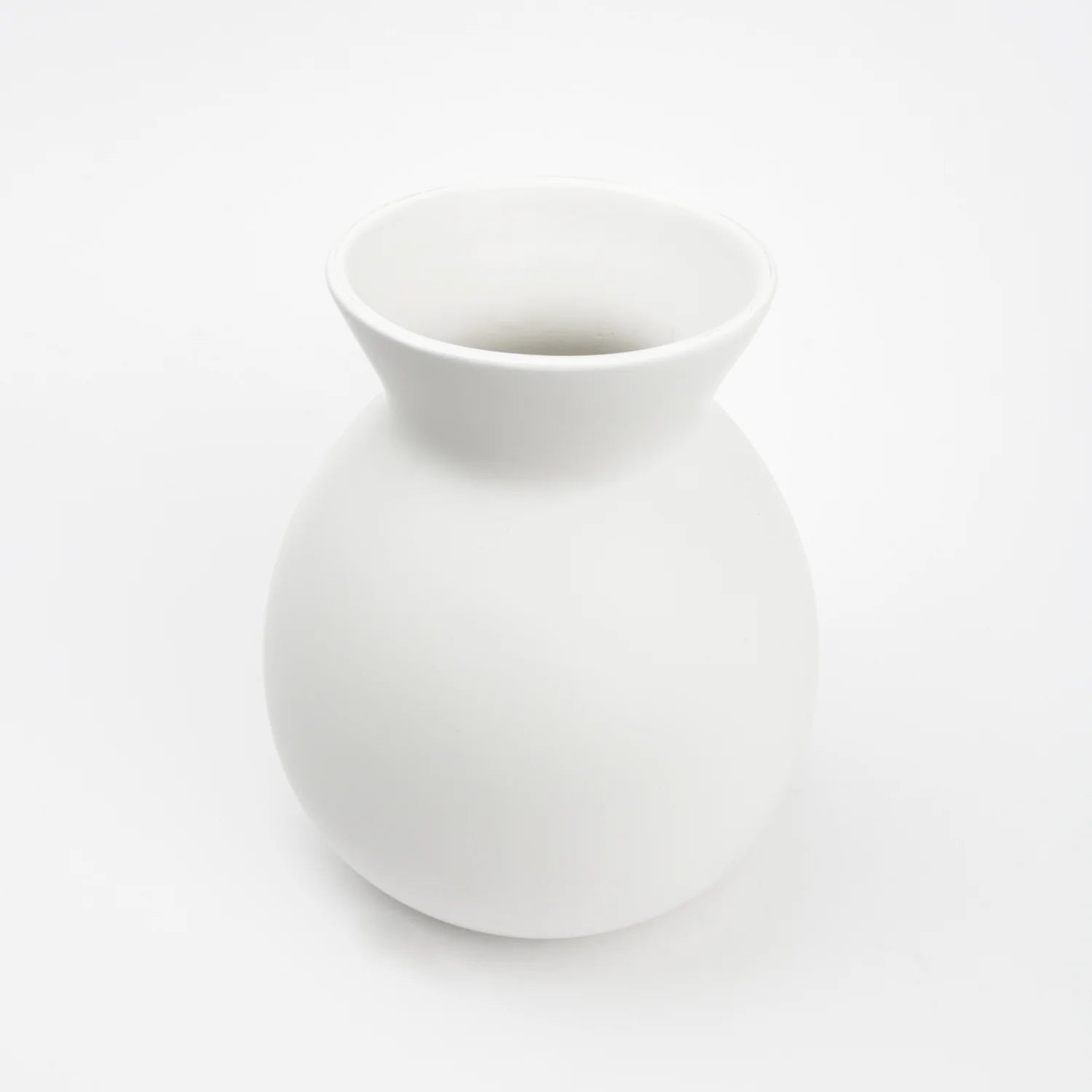 Solid White Finish Ceramic Vase, 8"