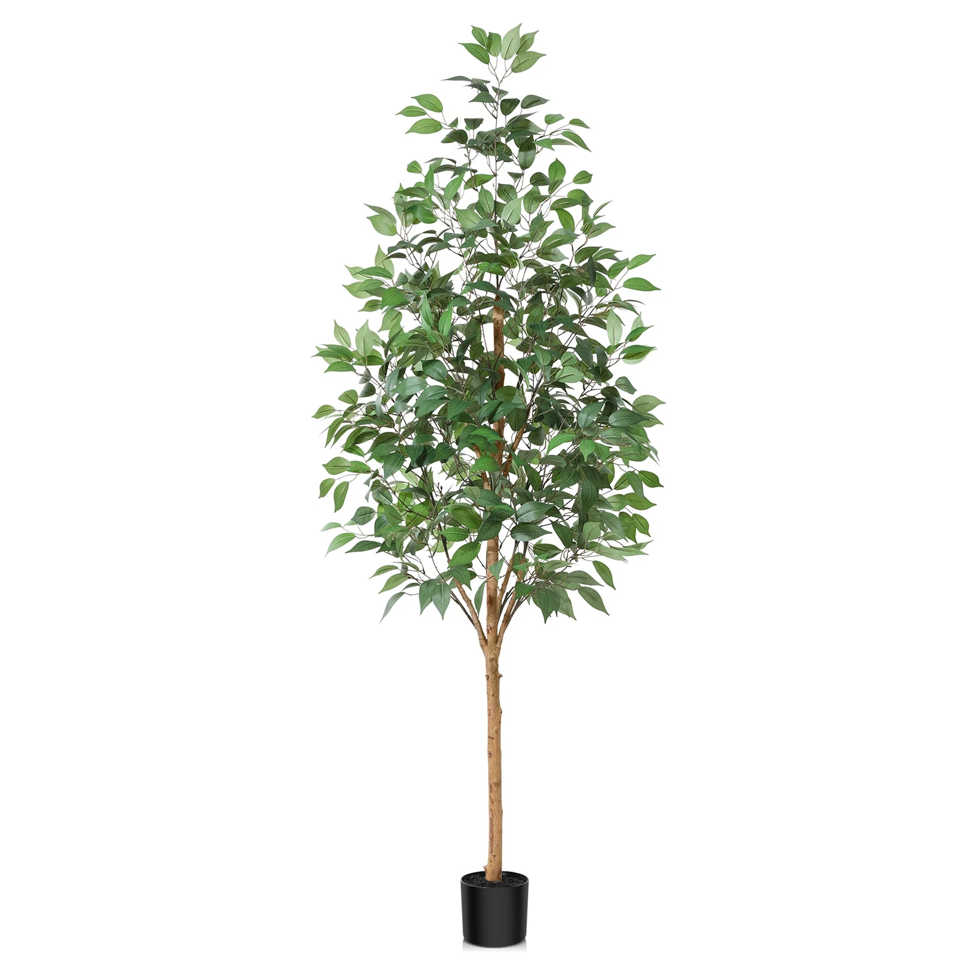 6 Ft Realistic Artificial Ficus Tree in Pot, Natural Trunk, Lush Leaves, Lifelike Faux Tree