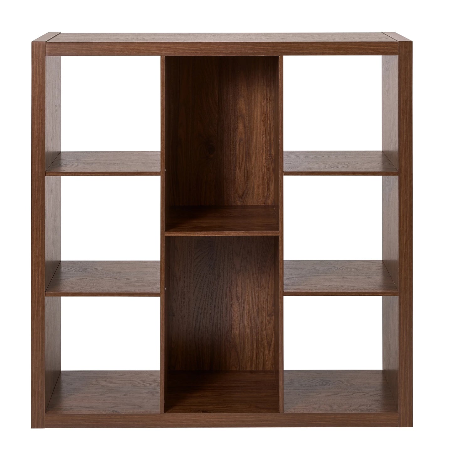 6 Cube Organizer with Storage Cubbies, Walnut Finish