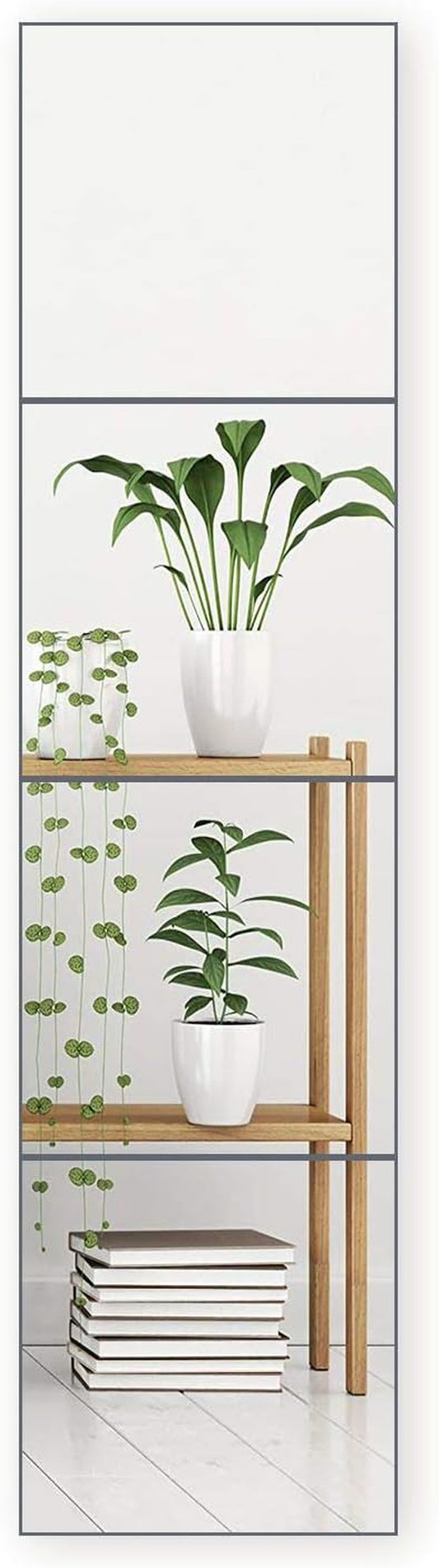 N/B Full Length Square Mirror Tiles for Wall 12 Inch X 4 Pieces Set, Self Adhesive, Frameless Glass, Gym Mirror, Make up for Living Room, Bed Room, 12 Inches X12 Inches