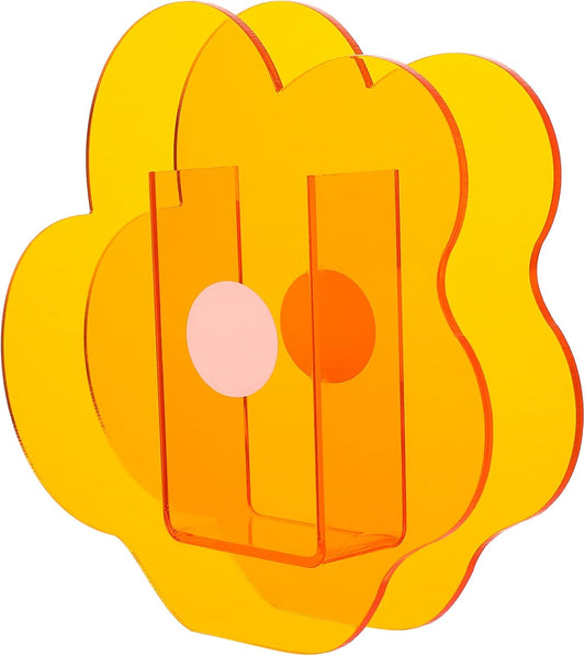 Acrylic Cloud Shaped Flower Vase Make up Brush Pen Holder Elegant Modern Contemporary Design Vase for Home Office Wedding Decor (Orange)