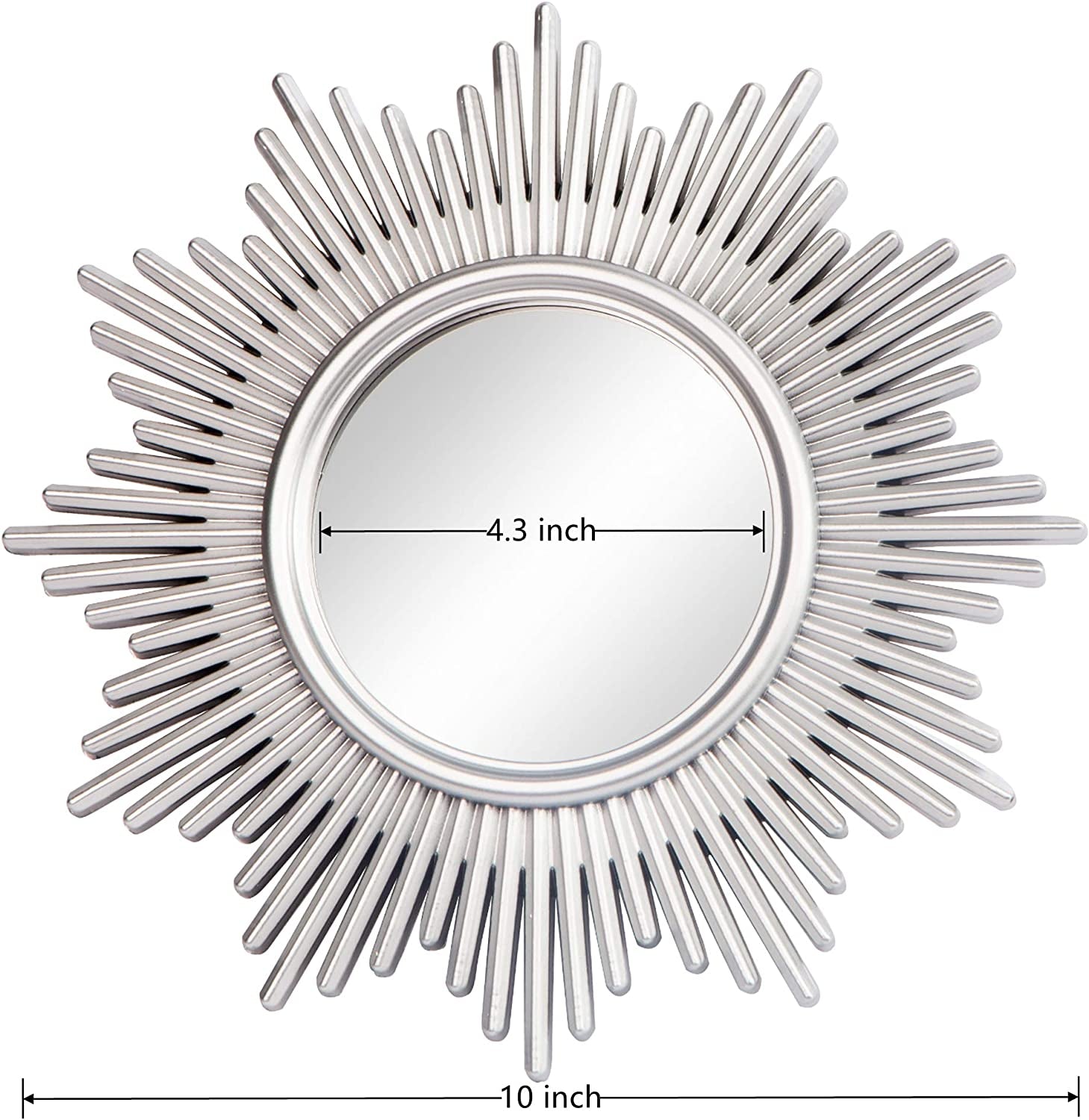 Small round Mirrors for Wall Decor Set of 3, Silver Sunburst Wall Decorations for Living Room Bedroom & Bathroom (MS013)