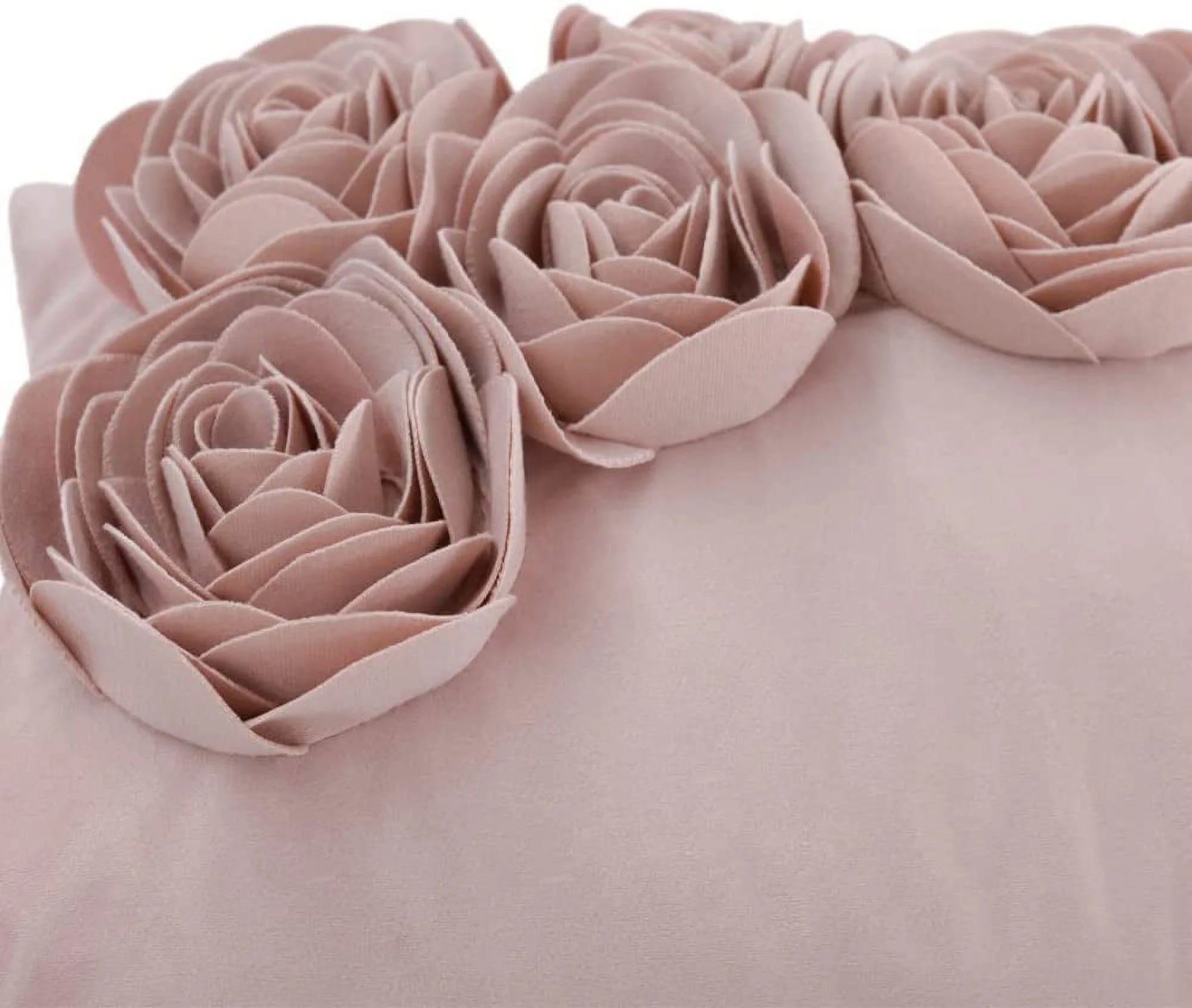 3D Handmade Rectangle Velvet Rose Flower Throw Pillow Cover for Modern Decoration and Gift 12 X 20 Inch Rose Gold
