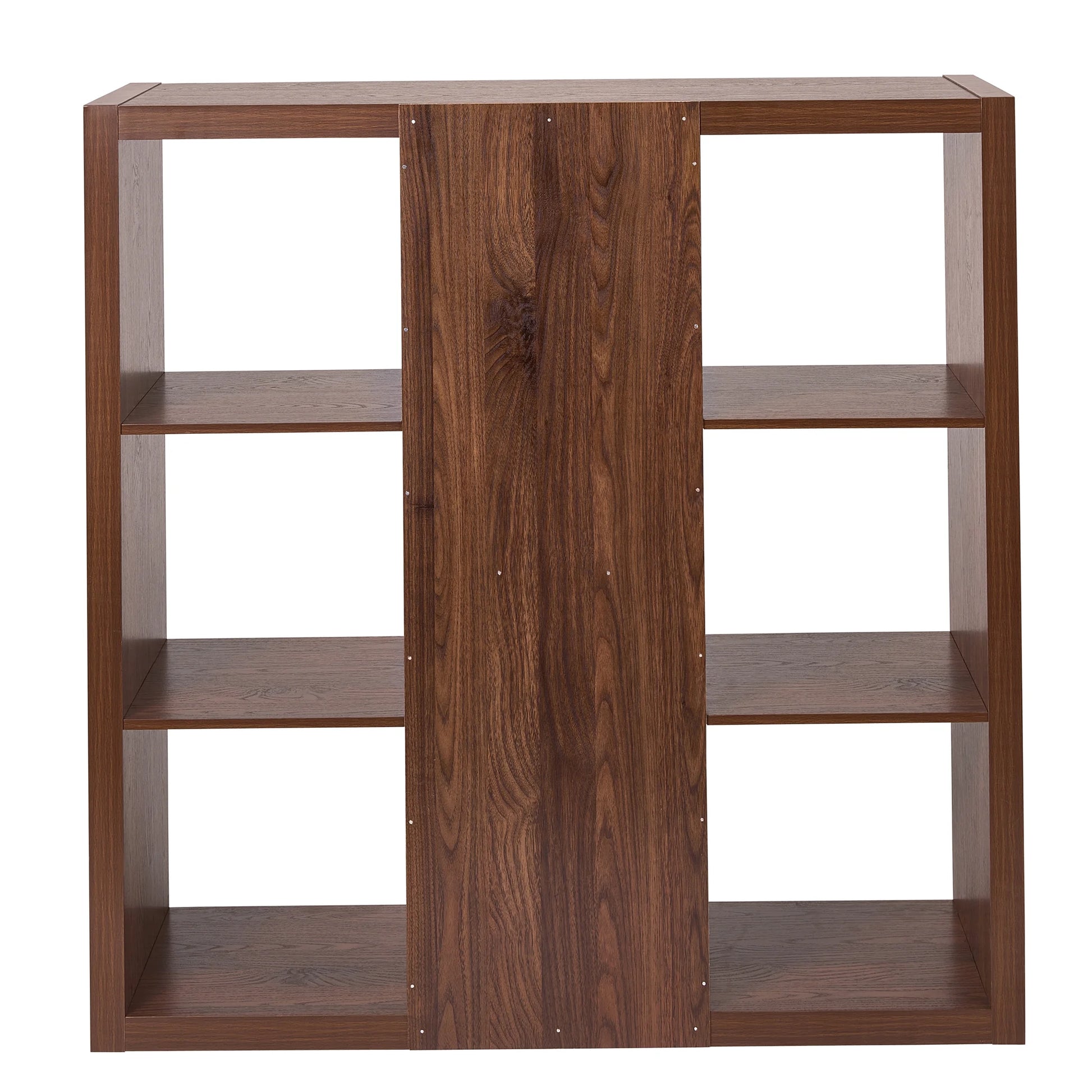 6 Cube Organizer with Storage Cubbies, Walnut Finish