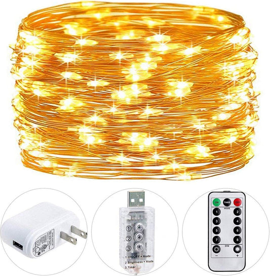Fairy Lights Plug-In, 33Ft 100 LED Twinkle String Lights with Remote Timer - 8 Modes for Bedroom, Christmas, Thanksgiving, Patio, Wedding, Party & Indoor/Outdoor Decor