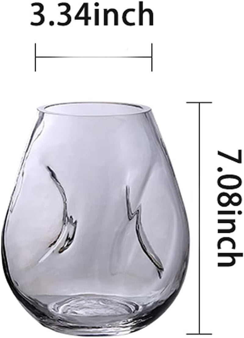 Flower Vases Decorative Boho Clear Glass Vases for Centerpieces Decorative Square Glass Vase for Flowers Home Decor Bedroom Living Room Party Office Wedding (Gray)