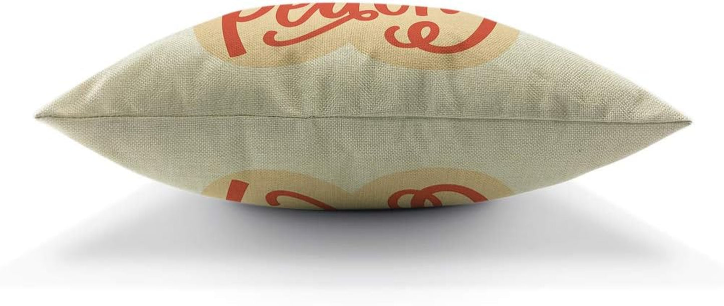 Throw Pillow Cover Peach 18X18 Inch Just Peachy Quote Word Hand Lettering Leaf Fruit Square Pillow Case Cushion Cover for Home Car Decorative Cotton Linen