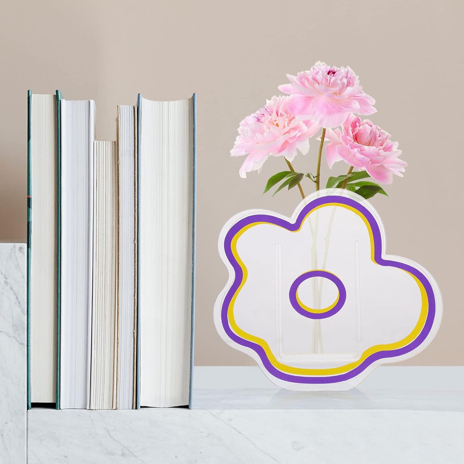 Acrylic Cloud Shaped Vase Make up Brush Pen Holder Elegant Modern Contemporary Design Vase for Home Office Wedding Decor (Purple)