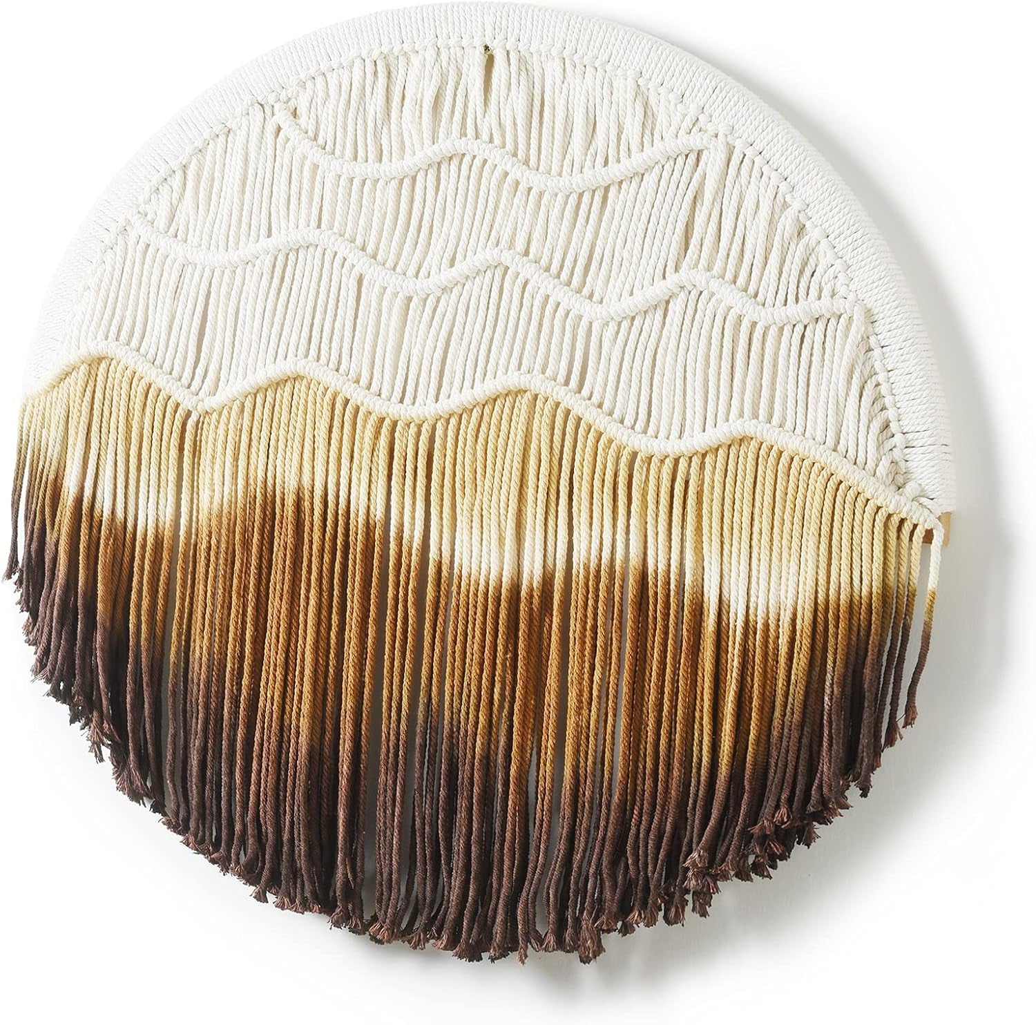 Macrame Wall Hanging round Hoop Circle Handmade Home Wall Décor 20" (Yellow)