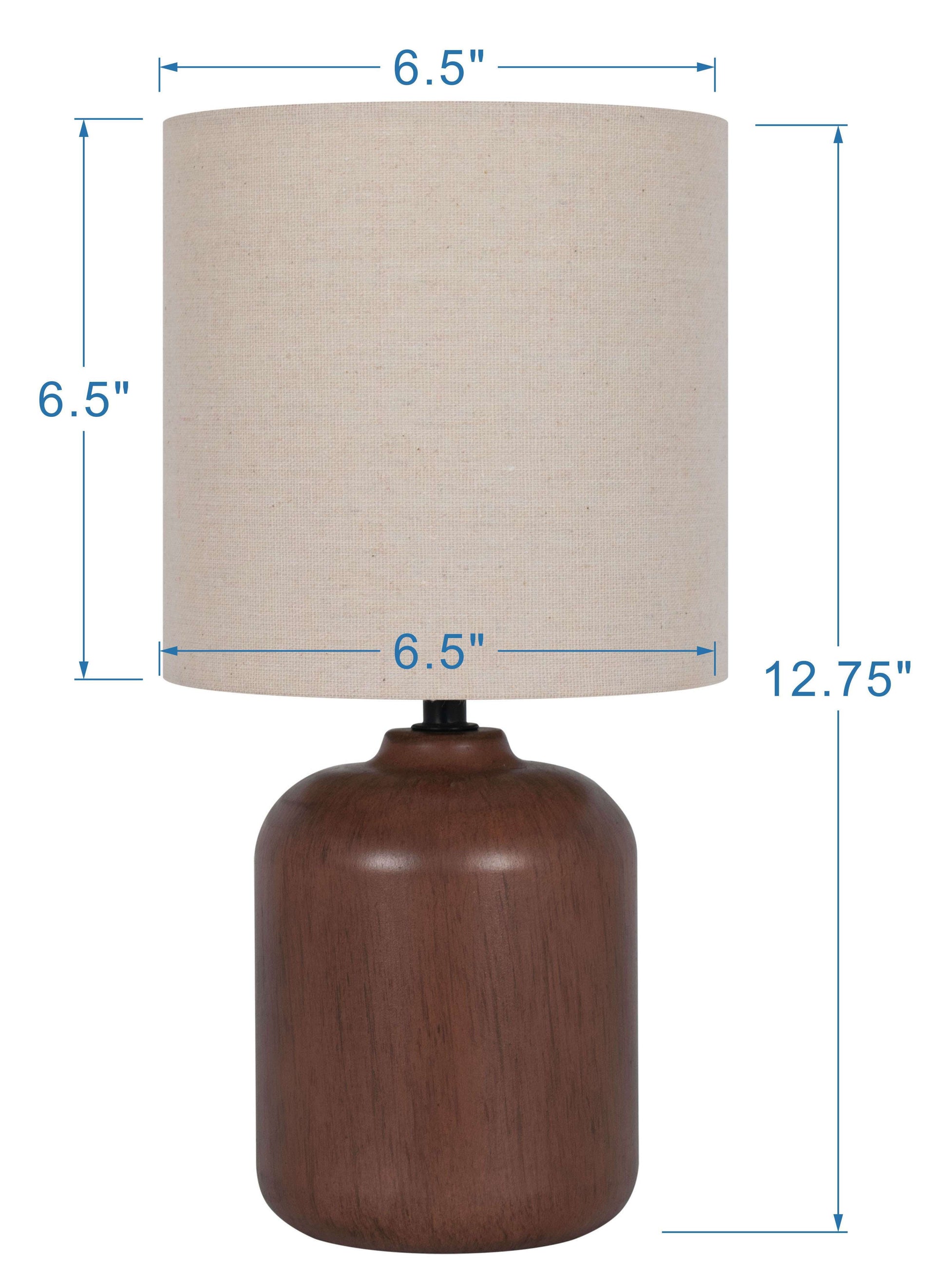 12.75” Traditional Faux Wood Table Lamp with Oatmeal Linen Shade