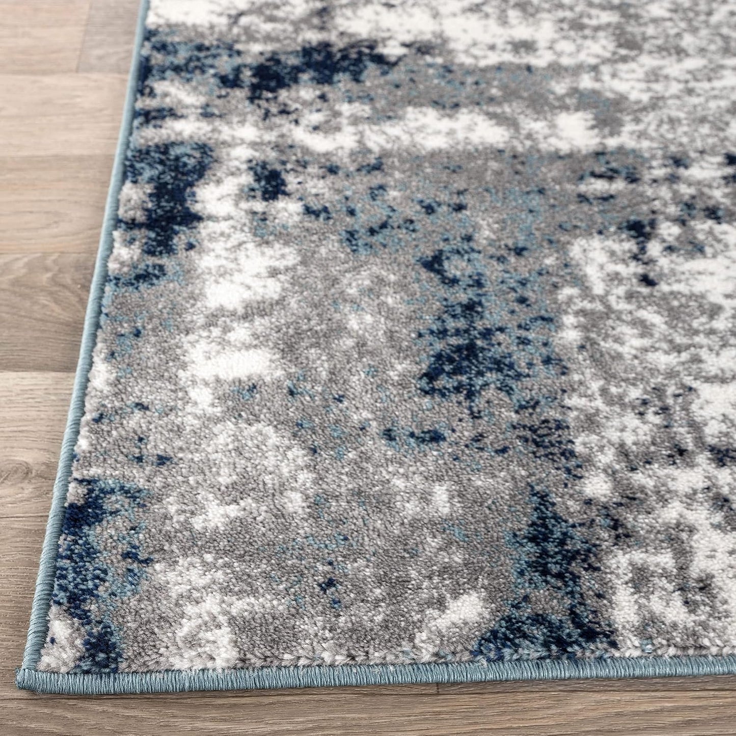 Contemporary Abstract Distressed Area Rug 5' X 7' Blue