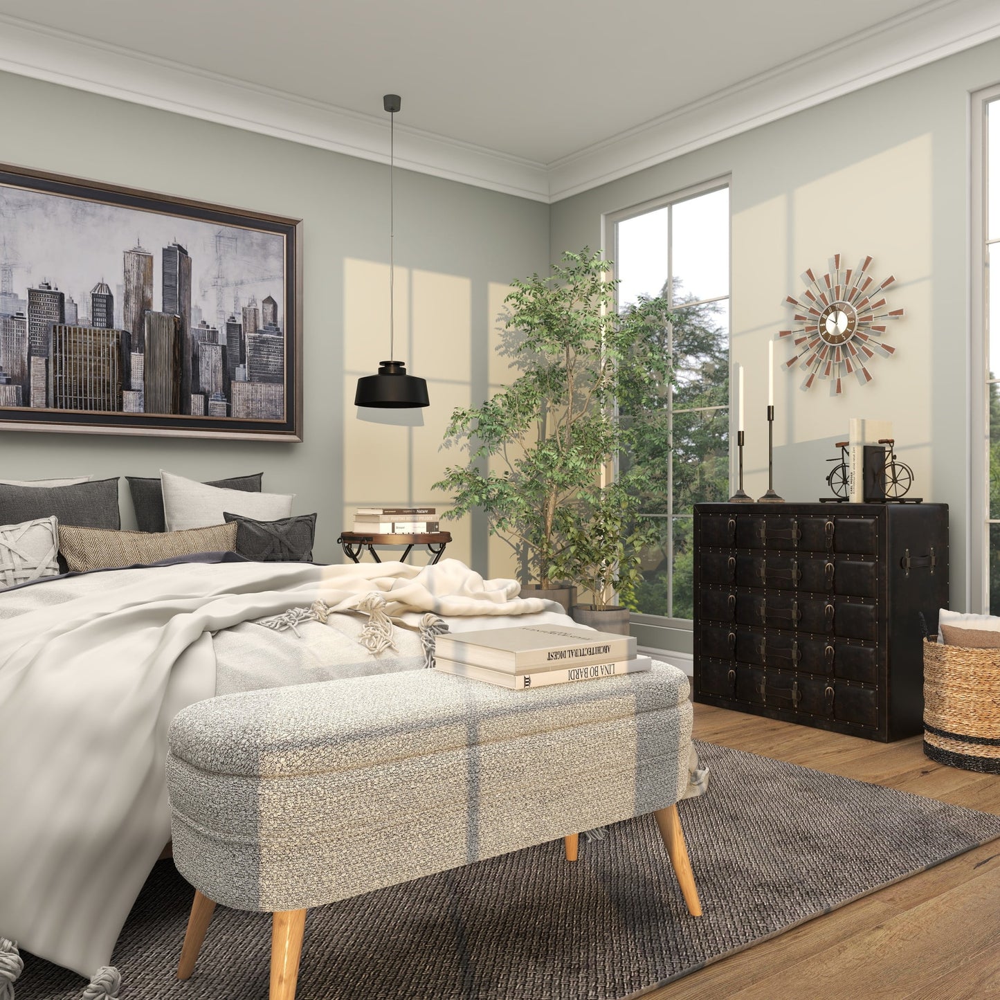 22" Brown Metal Starburst Starburst Wall Clock with Silver Accents