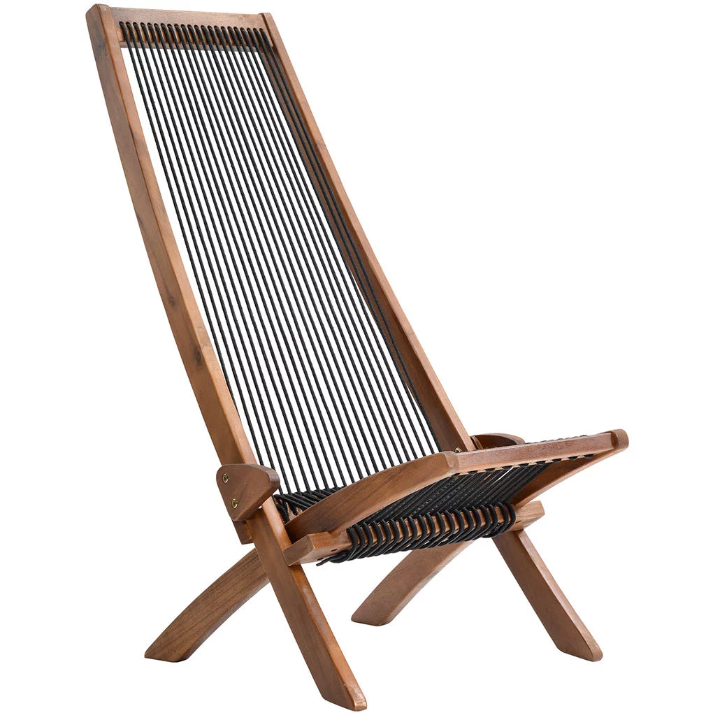 Chair Foldable Leisure Chair Wooden Slanted Back Accent Chair Simple Indoor Outdoor Furniture