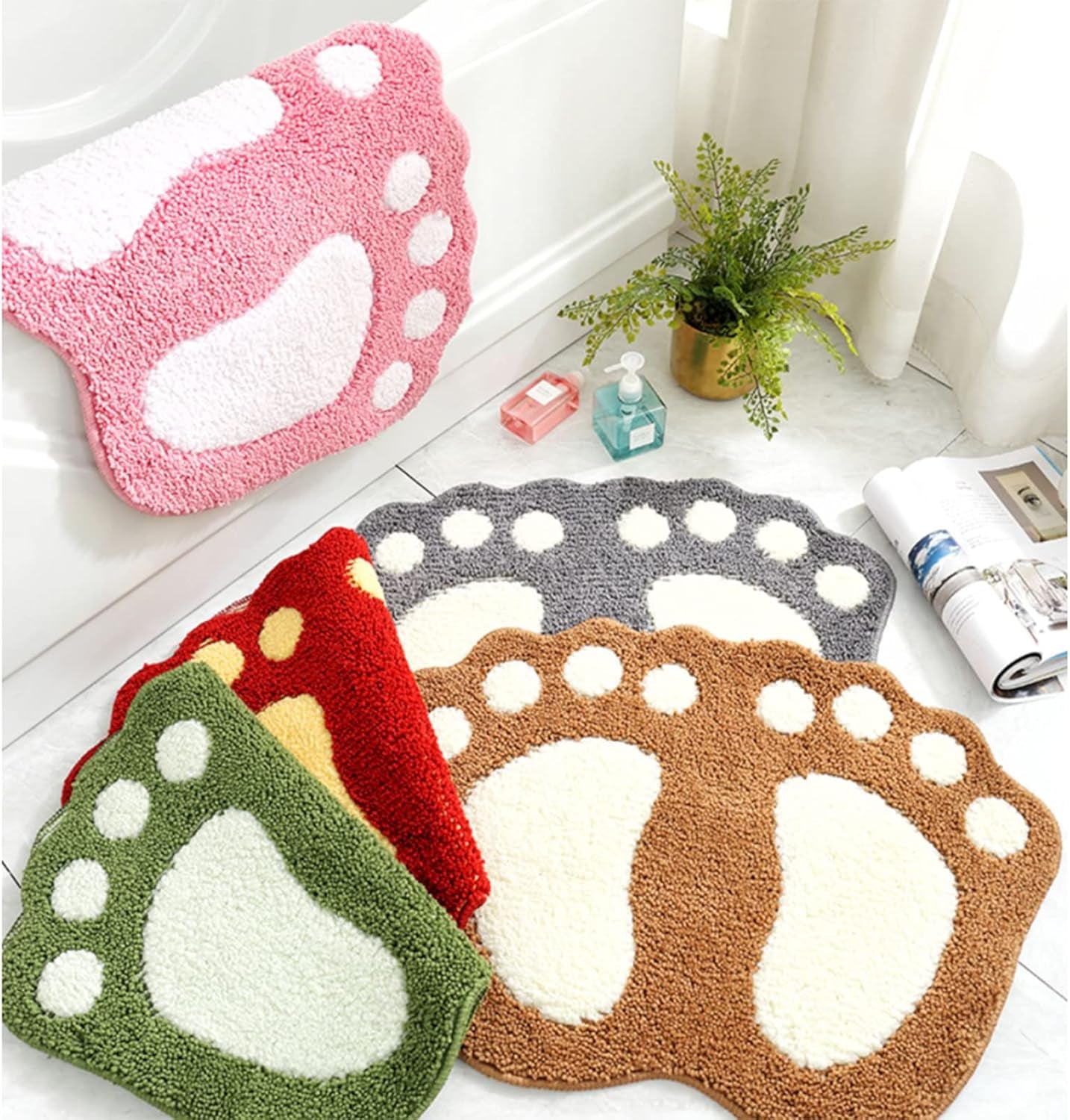 Bathroom Rugs Mats Water Absorbent Non-Slip Mat Used in Bathroom, Shower, Room, Etc.Soft Microfiber Bath Mat Machine Washable Bath Mat Bathroom Mat (Pink, 19X26'')