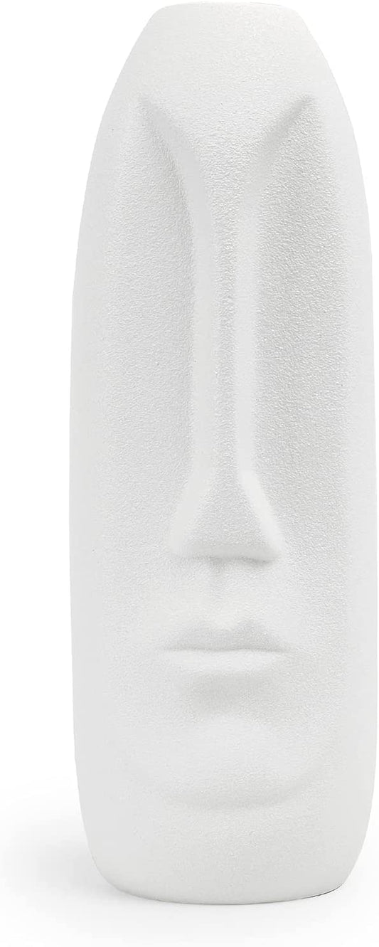 Samawi White Ceramic Vase for Flowers & Decor|8" Geometric/Modern Vase|Decorative Vase|Flower Vase for Living Room/Bedroom/Dining Table