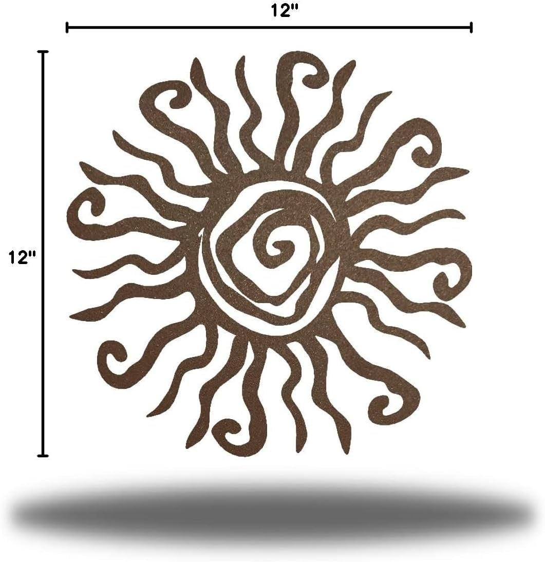 Wacky Sun Metal Wall Art Indoor/Outdoor Decor - 12" Rust Rust Proof Wall Sculpture - Made in USA - Ideal for Bedroom, Garden, Home, Patio and Farmhouse