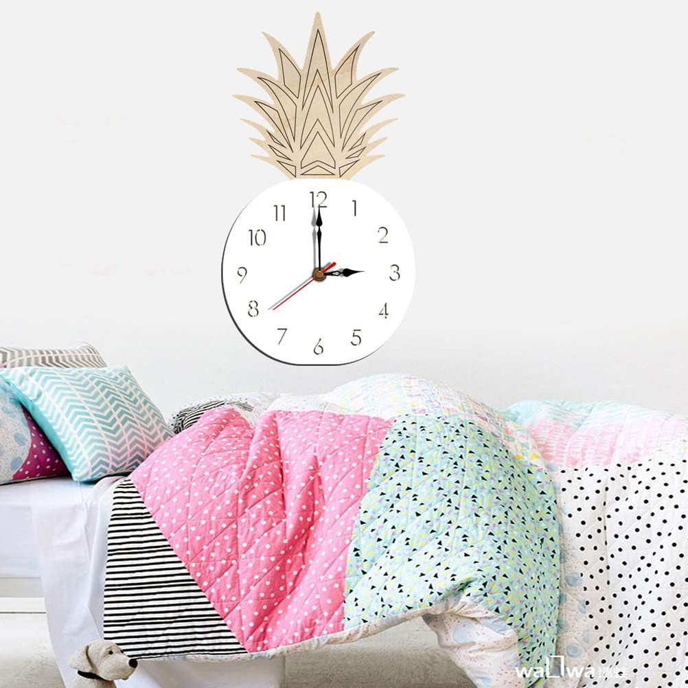 Creative Wall Clock Pineapple Shaped Wall Clock Children'S Room Silent Clock Hanging Eaducational Clock No Battery