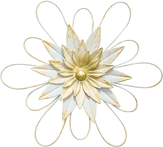Metal Flower Wall Decor - 13" Metal Floral Wall Decoration for Bedroom, Living Room, Bathroom, Kitchen, Outdoor Wall Art