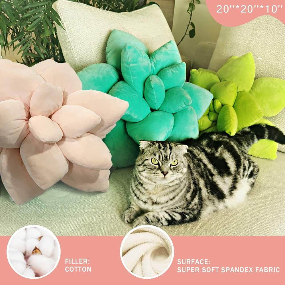 Succulent & Cactus Plush Pillows, Plant Shaped Decor