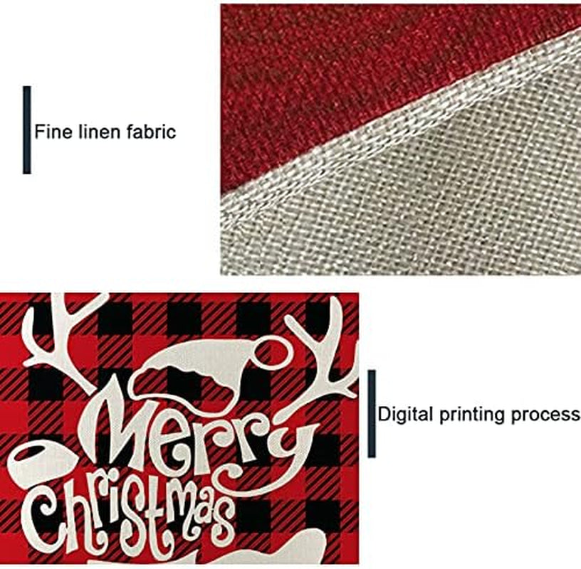 Set of 4 Christmas Pillow Covers 18X18 Throw Pillow Covers Decorative Cushion Covers Sofa Pillows Case Christmas Decorations Home Decor (Xmas-Green02, Linen)