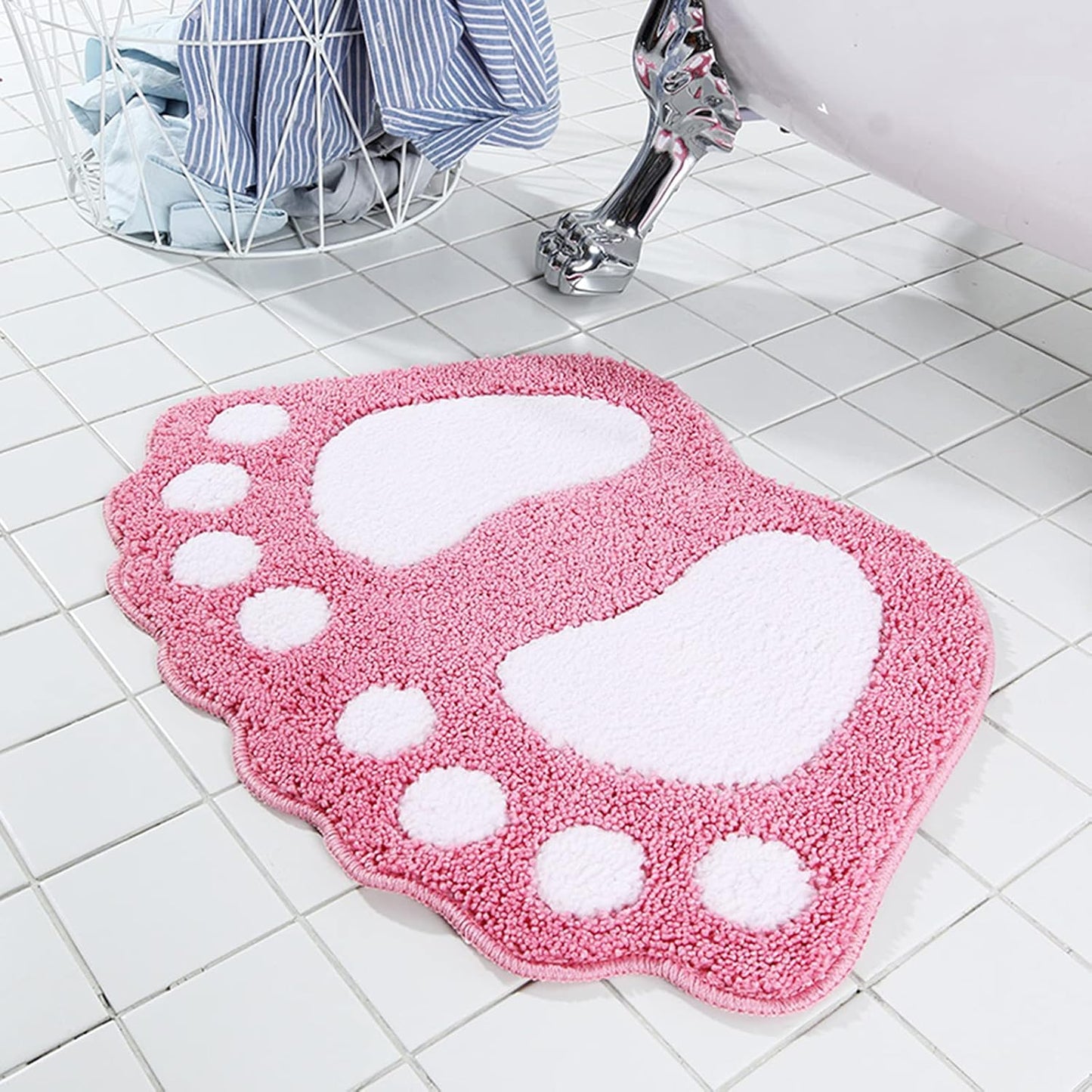 Bathroom Rugs Mats Water Absorbent Non-Slip Mat Used in Bathroom, Shower, Room, Etc.Soft Microfiber Bath Mat Machine Washable Bath Mat Bathroom Mat (Pink, 19X26'')