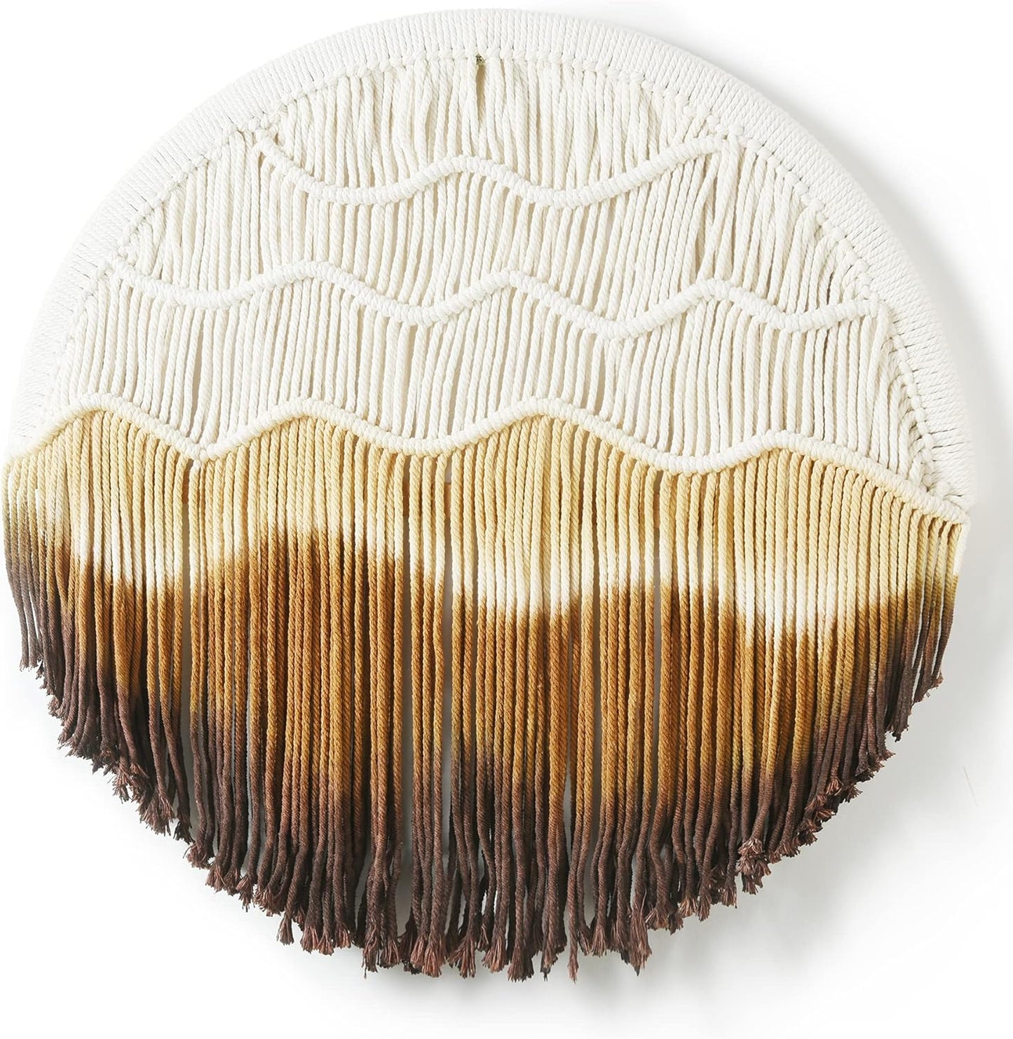 Macrame Wall Hanging round Hoop Circle Handmade Home Wall Décor 20" (Yellow)