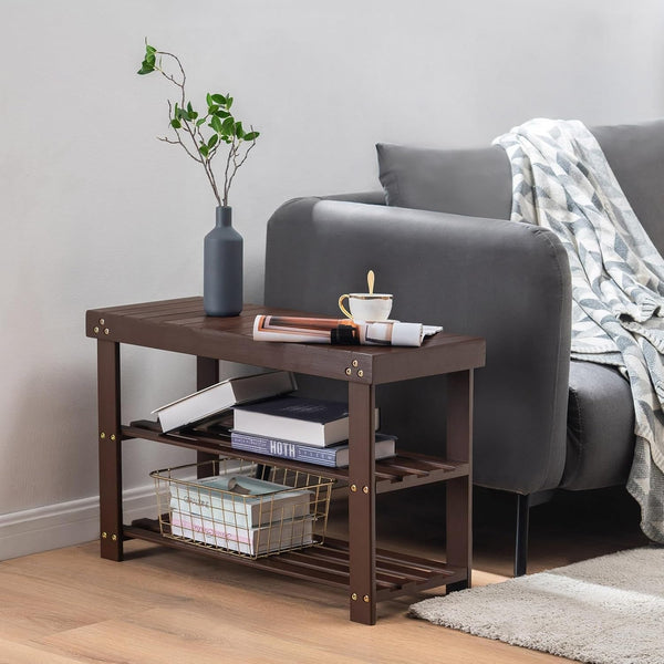 Bamboo Entryway Shoe Bench