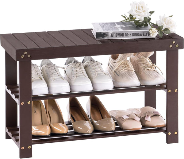 Bamboo Entryway Shoe Bench