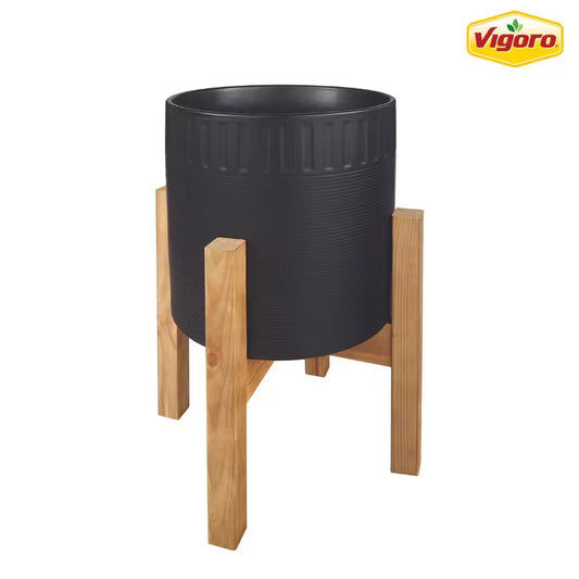 Clementine Black Planter with Stand