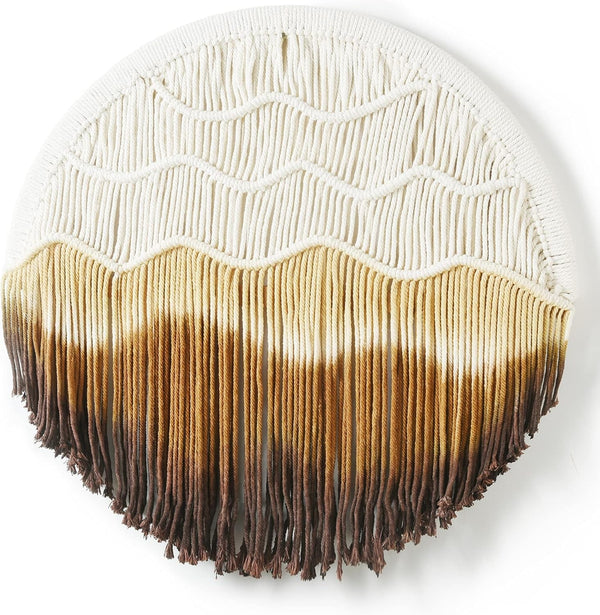 Yellow Macrame Circle Art