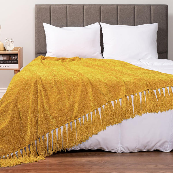 Cozy Gold Knit Blanket