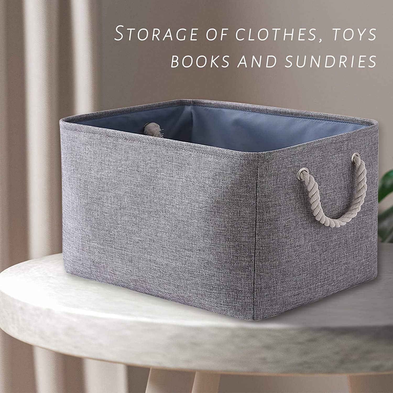 Fabric Storage Baskets [3-Pack] Dog Toy Baskets, Decorative Baskets with Handles,Collapsible Baskets for Organizing, Storage Baskets for Shelves, Toys, Clothes, Office (Grey)