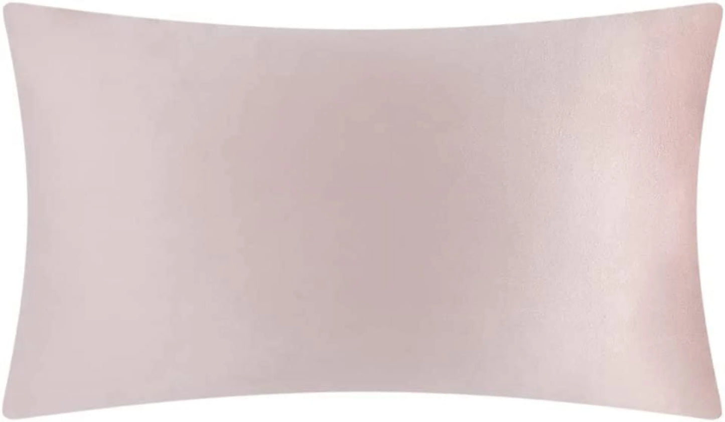 3D Handmade Rectangle Velvet Rose Flower Throw Pillow Cover for Modern Decoration and Gift 12 X 20 Inch Rose Gold