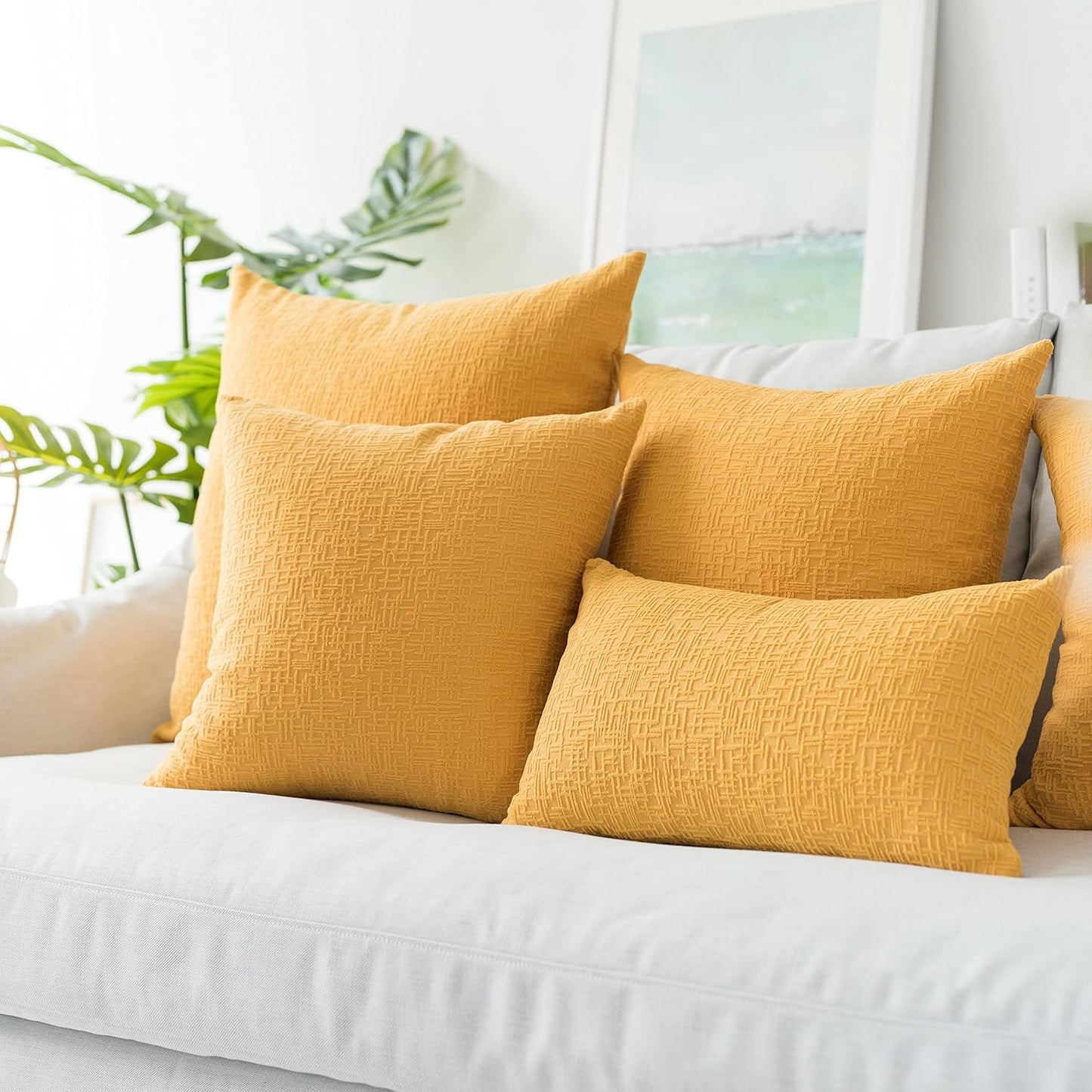 Throw Pillows,  Couch Pillows Velvet Accent Pillows Cover Cushion Cover for Bed/Office, 24" X 24", 1 Pc,Primrose Yellow