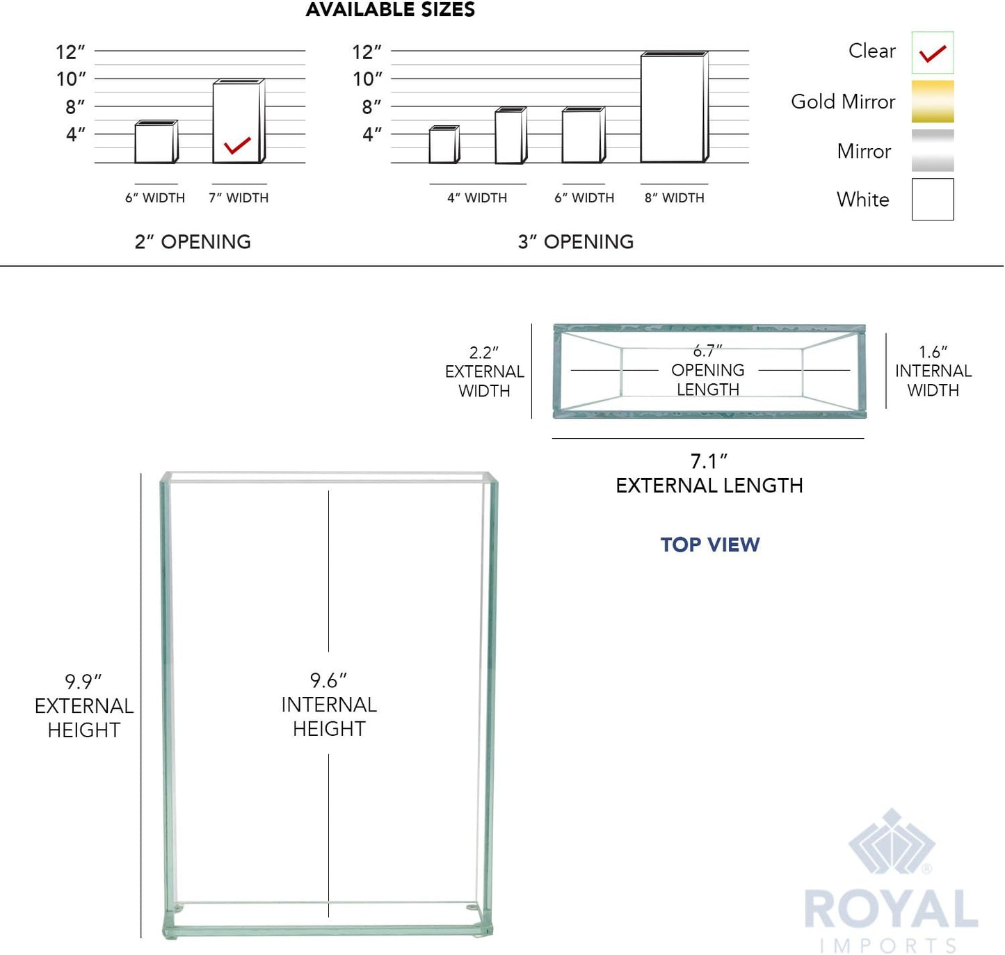 Flower Glass Vase Decorative Centerpiece for Home or Wedding by  - Flat Rectangle Plate Glass, 7" W X 10" H, Clear