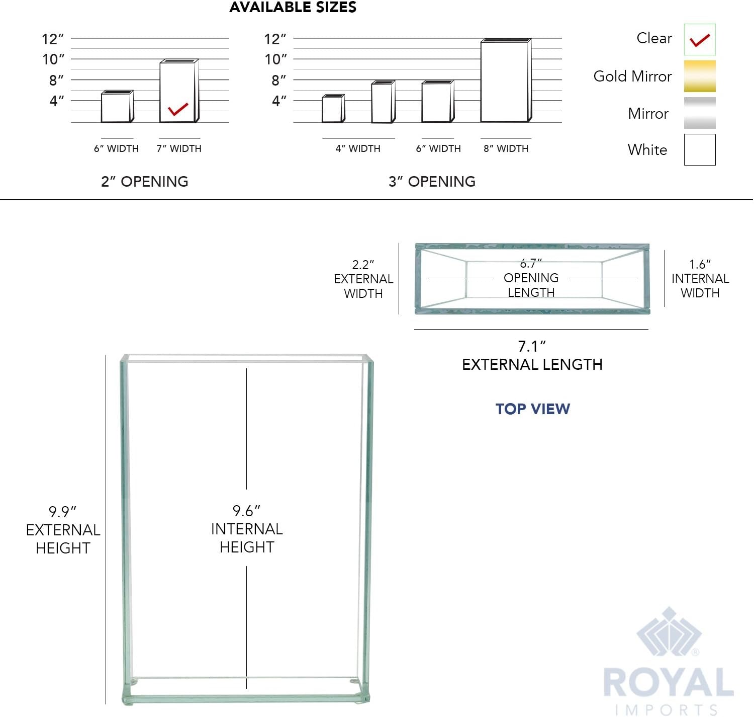 Flower Glass Vase Decorative Centerpiece for Home or Wedding by  - Flat Rectangle Plate Glass, 7" W X 10" H, Clear