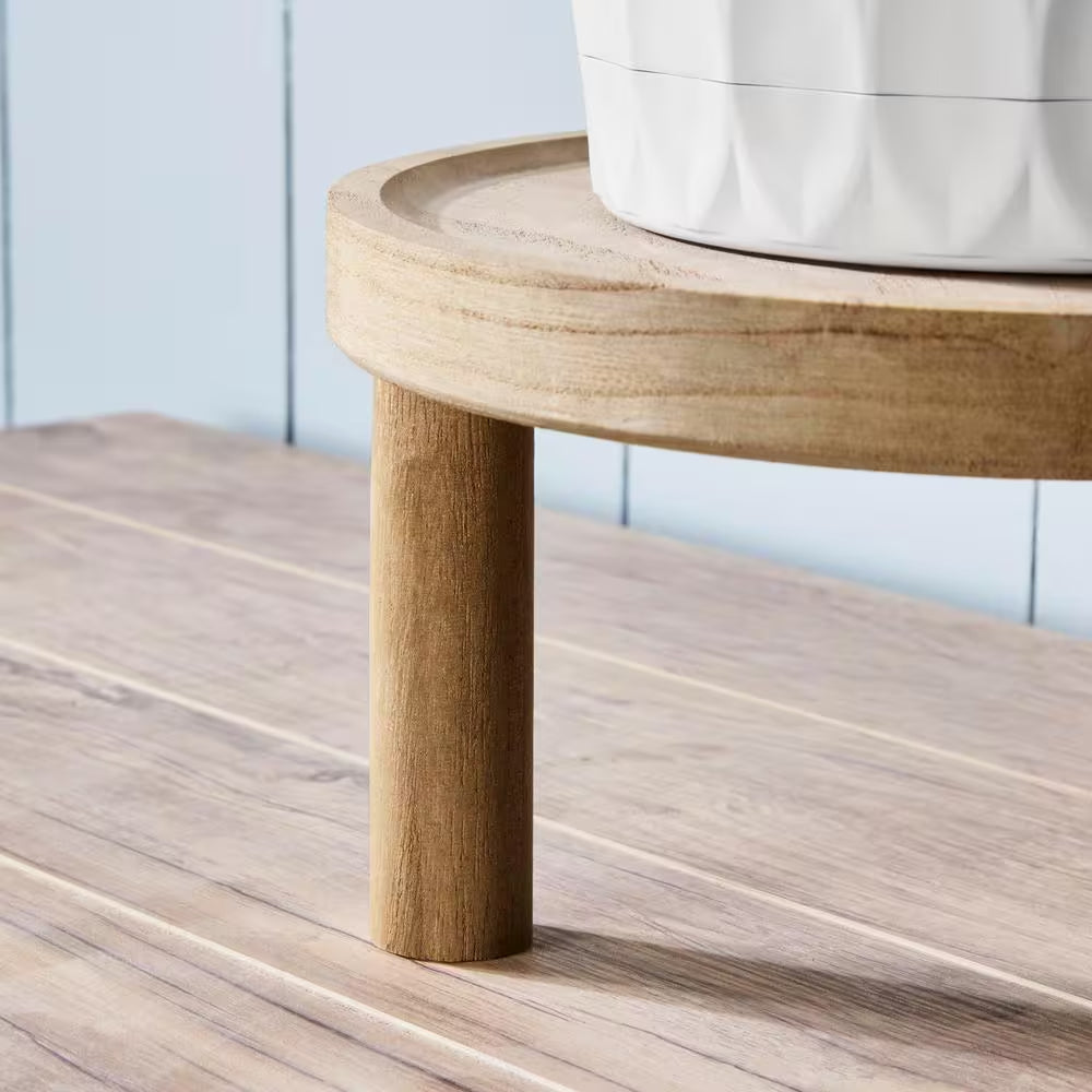 10 In. Footed Medium Brown Wood Plant Stand (10 In. L X 10 In. W X 5 In. H)