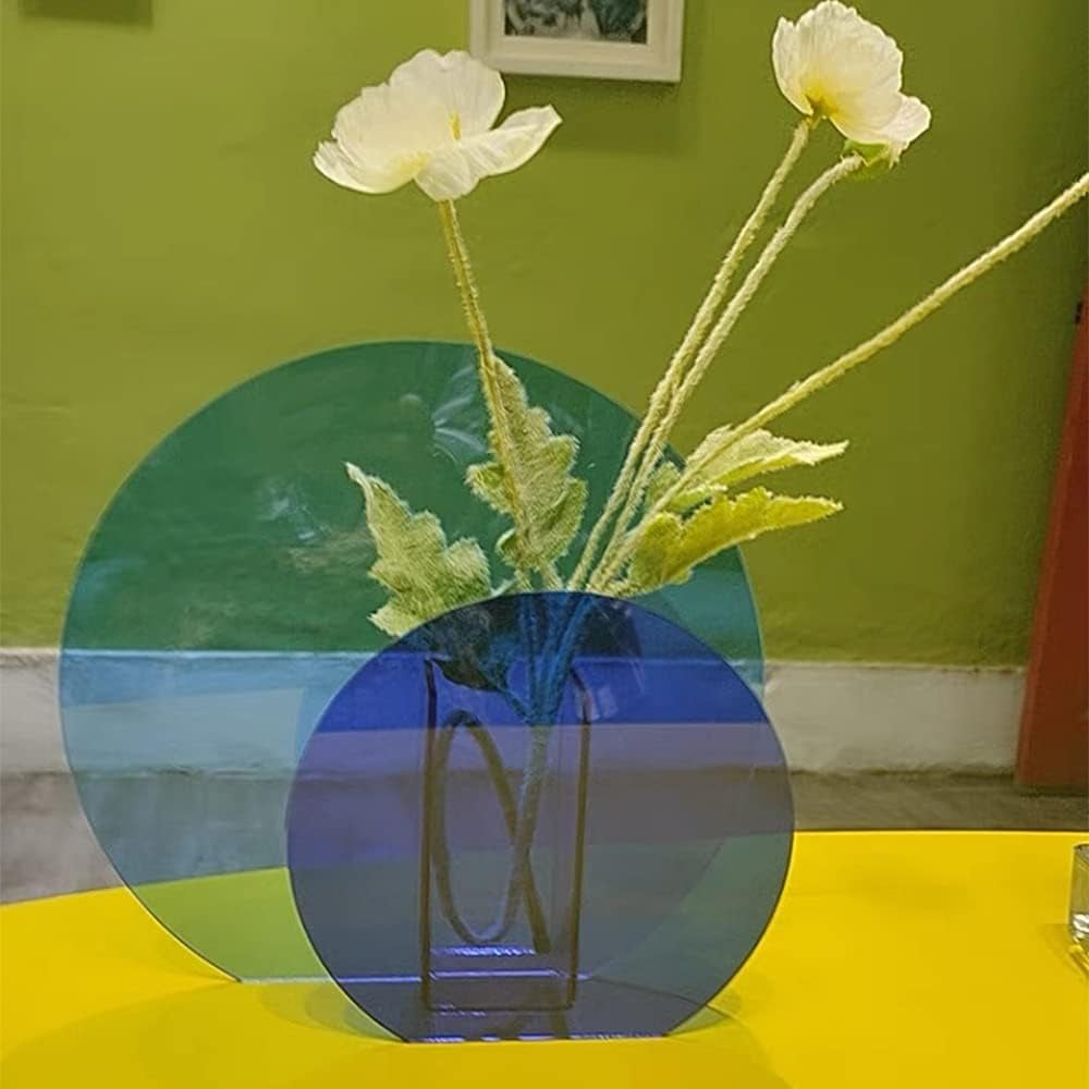 Acrylic Flower Vase Ins Style Floral Arrangement Vases Floral Vases and Containers for Wedding Centerpieces, Home Decorations, Office Ornaments (Blue)