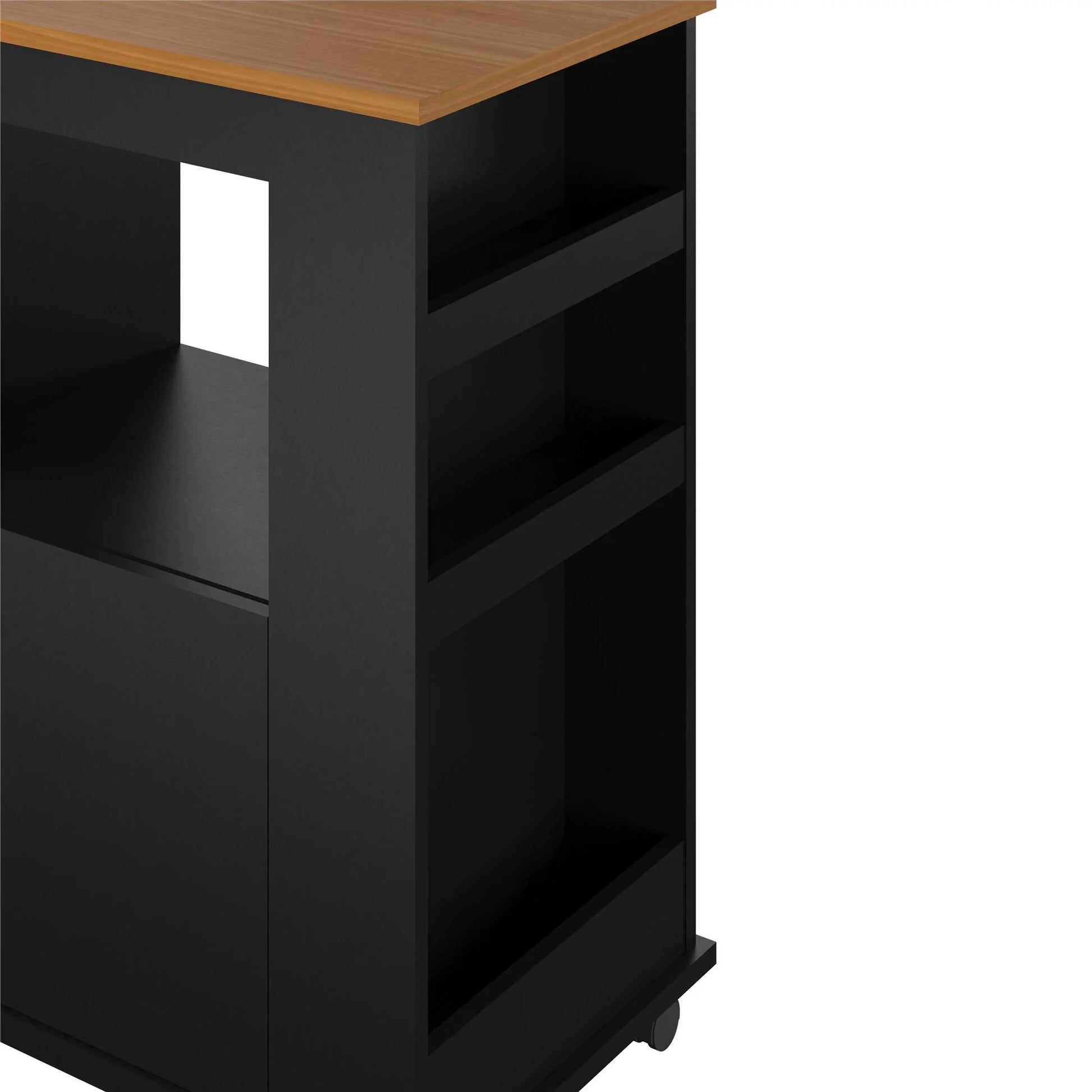 Williams Kitchen Island Microwave Cart with Rolling Casters, Black