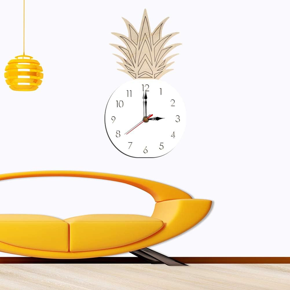 Creative Wall Clock Pineapple Shaped Wall Clock Children'S Room Silent Clock Hanging Eaducational Clock No Battery