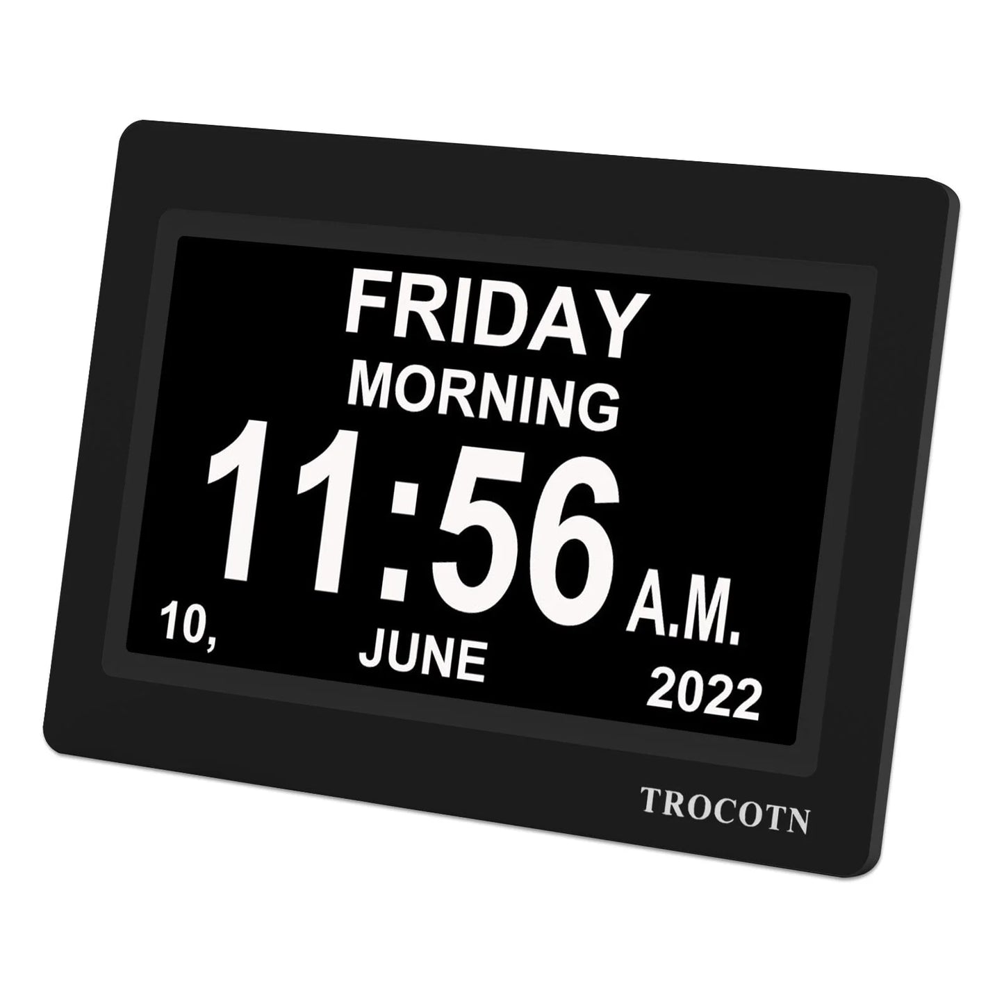 7 Inchs Digital Clock Calendar Clock Large Display Alarm Clock Wall Clock (Black)
