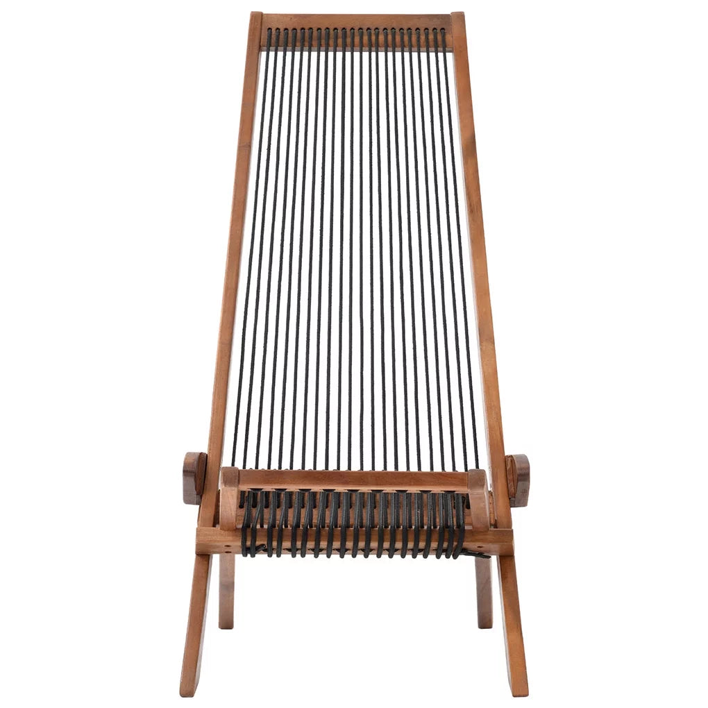 Chair Foldable Leisure Chair Wooden Slanted Back Accent Chair Simple Indoor Outdoor Furniture