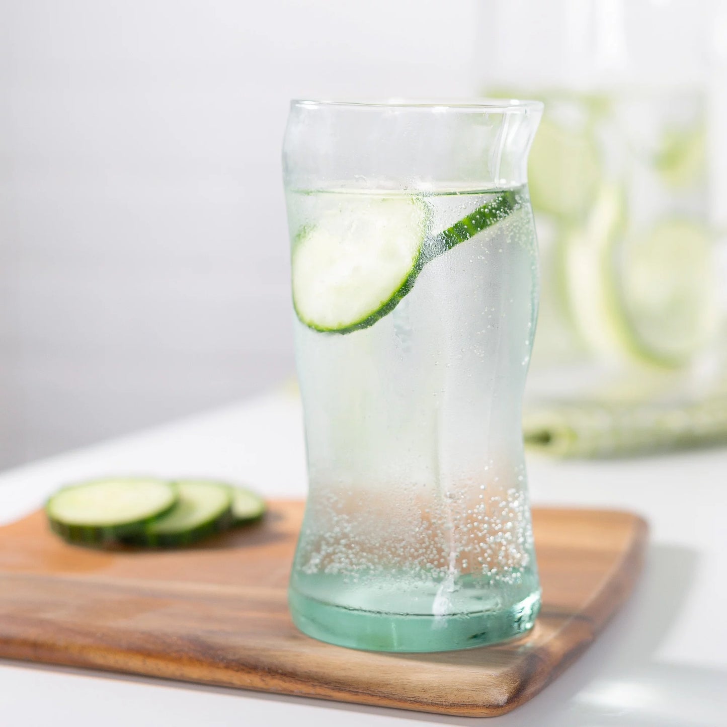 (2 Pack)  Clear Green Glassware, 14.9 Oz