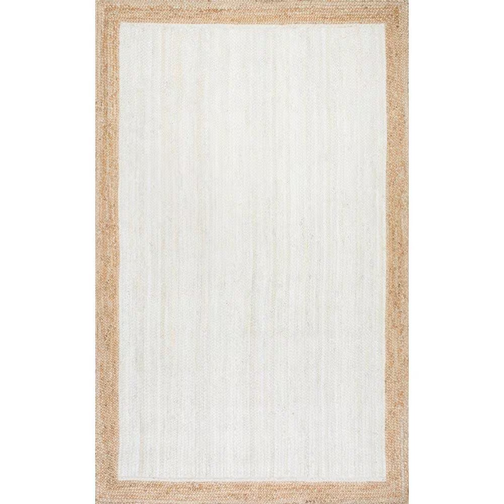 Elanora Farmhouse Bordered Jute White 6 Ft. Square Rug
