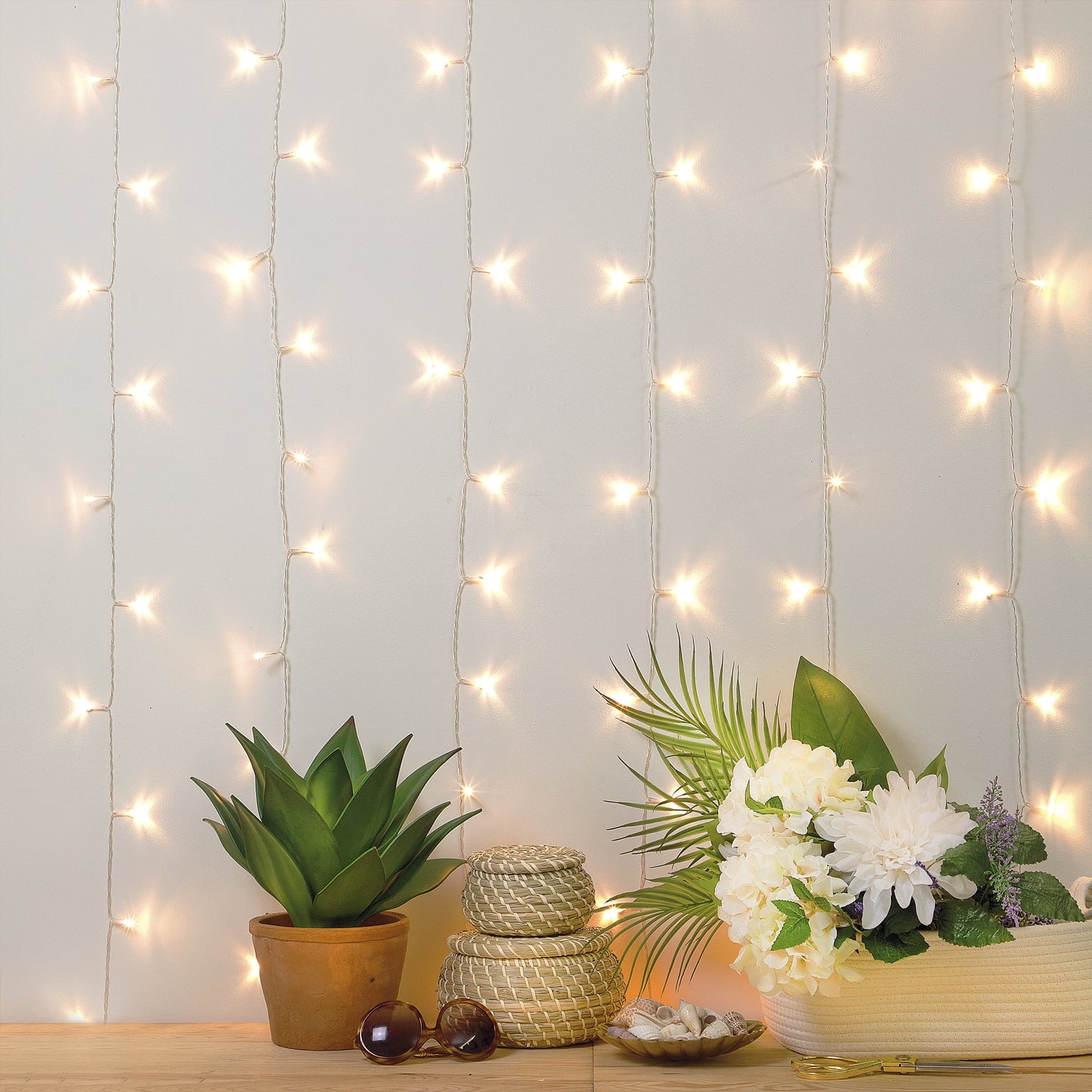 Curtain Lights, Warm White Leds, Sound Activated, Remote Control, Power Adapter