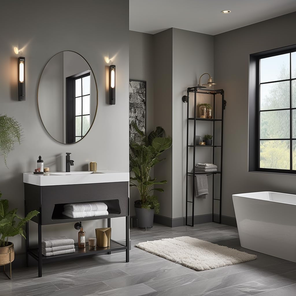 Brushed Bronze Oval Mirrors for Bathroom, 20X28 Inch Bronze Stainless Steel Metal Framed Oval Wall Mirror, Modern Vanity Mirror Wall Mount Horizontal or Vertical