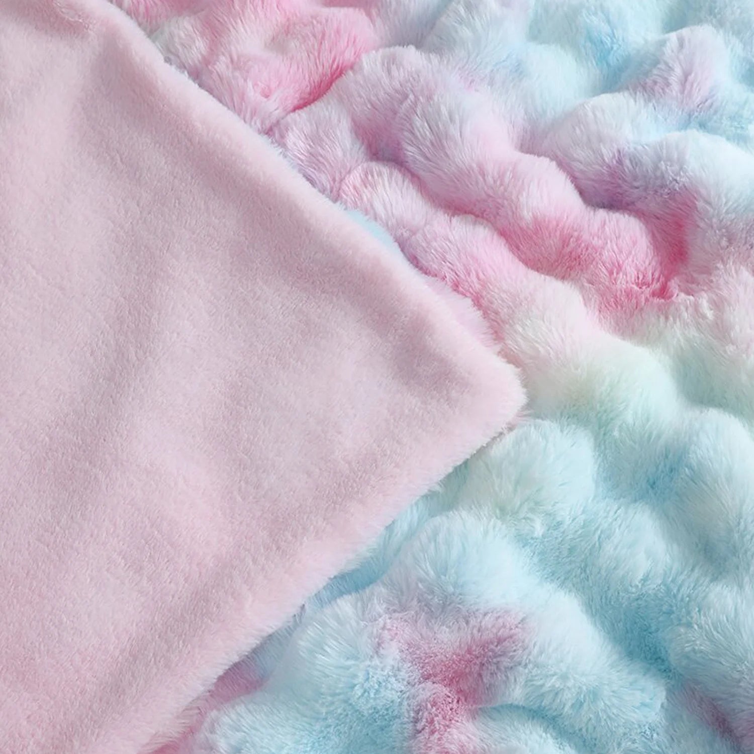 Tie Dye Pink Faux Rabbit Fur Throw Blanket for Couch Chair Soft Warm Girls Blaneket Fluffy Plush Bubble Throw Blanket Luxury Cute Cozy Fuzzy Girls Blankets 40×63 Inches
